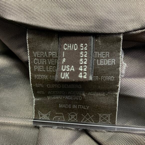 BRUNO MAGLI Size 42 Black Leather Zip Up Jacket - Picture 9 of 10